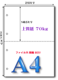 A4 上質70kgマイクロミシン目入り 2分割 穴